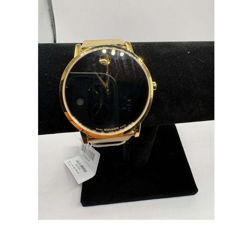 Movado Men's Swiss Museum Gold-Tone PVD Stainless Steel Mesh Bracelet Watch 40mm